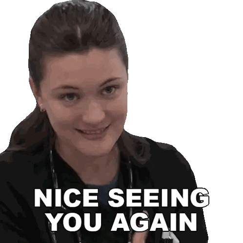 A Woman With A Stethoscope Around Her Neck Has The Words Nice Seeing You Again On Her Face Sticker