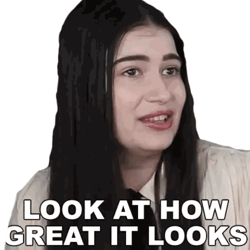 A Woman With A Sticker That Says Look At How Great It Looks On Her Face Sticker