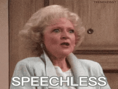 A Woman With A Surprised Look On Her Face And The Word Speechless Below Her GIF