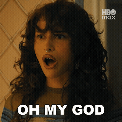A Woman With A Surprised Look On Her Face And The Words Oh My God Above Her GIF
