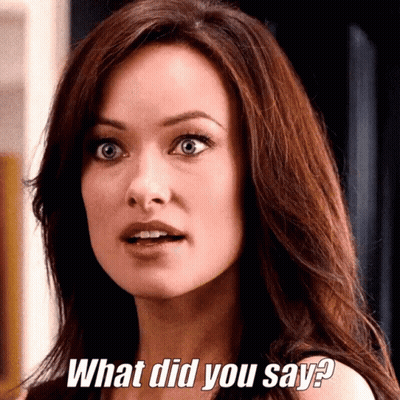 A Woman With A Surprised Look On Her Face And The Words What Did You Say Below Her GIF