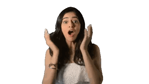 A Woman With A Surprised Look On Her Face Is Wearing A White Top Sticker