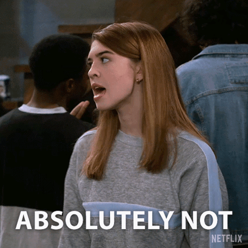 A Woman With A Surprised Look On Her Face Says Absolutely Not GIF