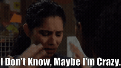 A Woman With A Surprised Look On Her Face Says I Don 'T Know Maybe I 'M Crazy GIF