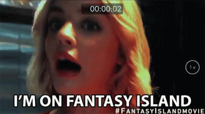 A Woman With A Surprised Look On Her Face Says I 'M On Fantasy Island #Fantasyislandmovie GIF