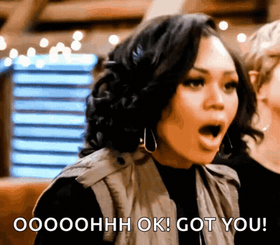 A Woman With A Surprised Look On Her Face Says " Oooohhhh Ok ! Got You " GIF