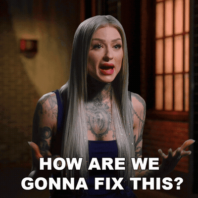 A Woman With A Tattoo On Her Chest Is Asking How Are We Gonna Fix This GIF