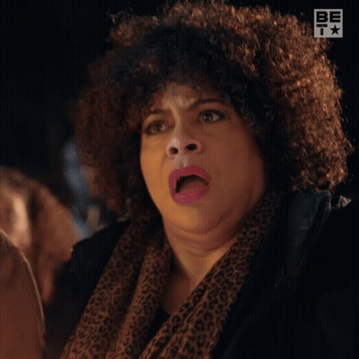 A Woman With An Afro And A Scarf Says Oh Hell No GIF