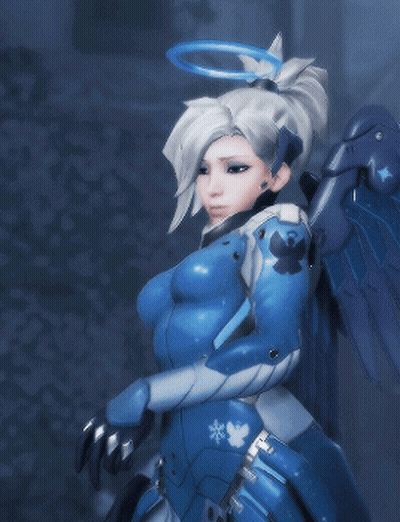 A Woman With Angel Wings And A Halo On Her Head Holds A Gun GIF