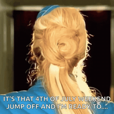 A Woman With Blonde Hair Says It 'S That 4Th Of July Weekend Jump Off And I 'M Ready To .. GIF