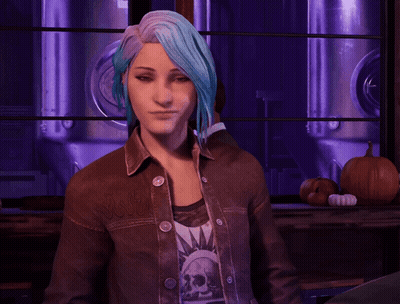 A Woman With Blue Hair Is Wearing A Shirt That Says Rock N ' Roll GIF