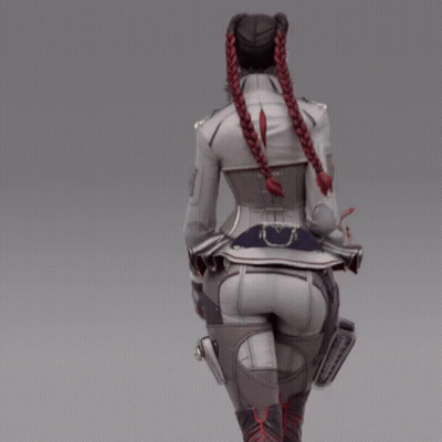 A Woman With Braids In Her Hair Is Walking GIF