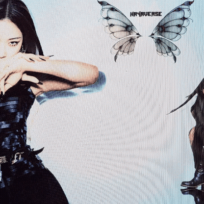 A Woman With Butterfly Wings And The Word My-Universe GIF