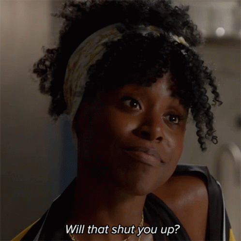 A Woman With Curly Hair And A Headband Says Will That Shut You Up GIF