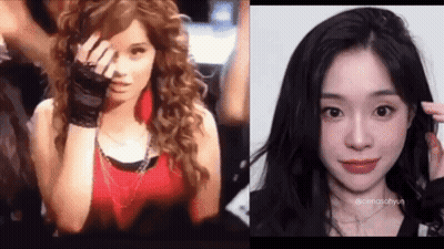 A Woman With Curly Hair And A Woman With Long Black Hair . GIF