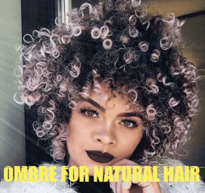 A Woman With Curly Hair Has The Words Ombre For Natural Hair On The Bottom GIF