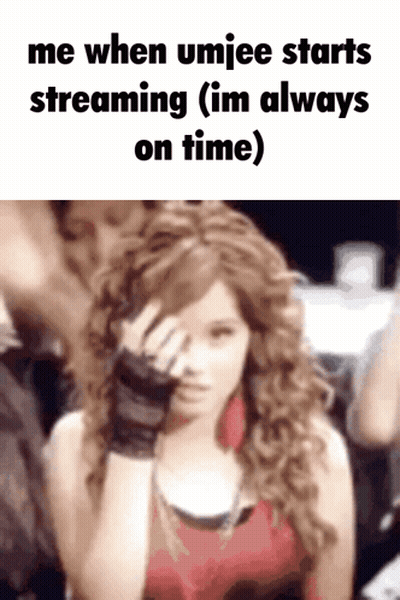 A Woman With Curly Hair Is Covering Her Face With Her Hand And Says Me When Umjee Starts Streaming ( Im Always On Time GIF