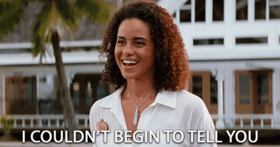 A Woman With Curly Hair Is Smiling And Says I Couldn T Begin To Tell You GIF