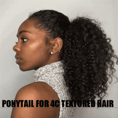 A Woman With Curly Hair Is Wearing A Ponytail For Textured Hair GIF