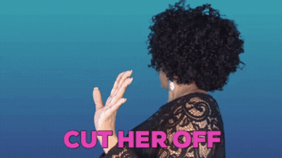 A Woman With Curly Hair Says Cuther Off In Pink GIF