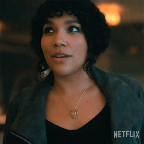 A Woman With Curly Hair Says No Thanks In A Netflix Ad GIF