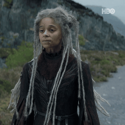A Woman With Dreadlocks And A Hbo Logo On The Bottom Right GIF