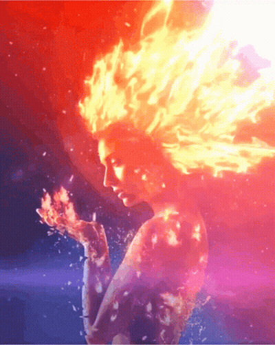 A Woman With Fire Coming Out Of Her Head GIF