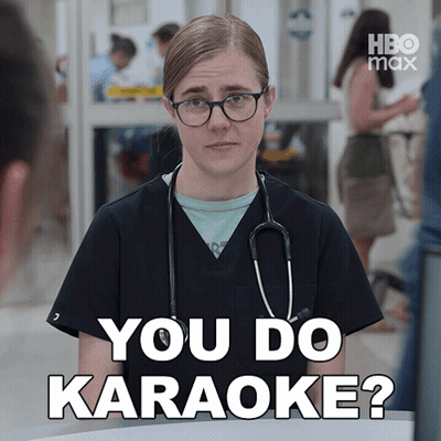 A Woman With Glasses And A Stethoscope Around Her Neck Says " You Do Karaoke " GIF
