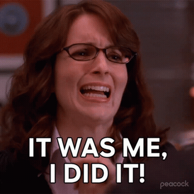 A Woman With Glasses Is Screaming And Saying It Was Me I Did It GIF