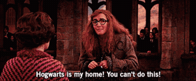 A Woman With Glasses Says Hogwarts Is My Home You Can 'T Do This GIF