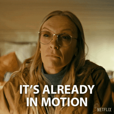 a woman with glasses says it 's already in motion on a netflix ad