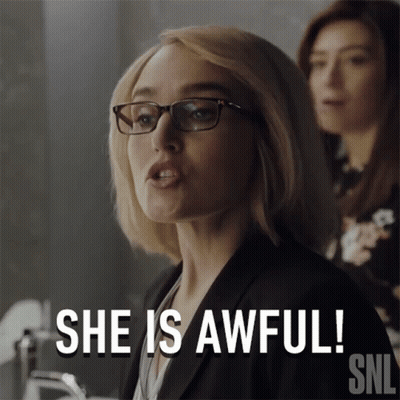 A Woman With Glasses Says She Is Awful In A Snl Ad GIF