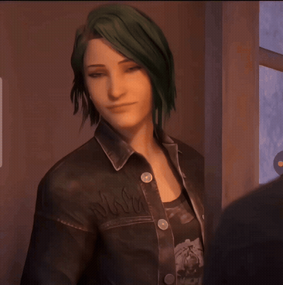 A Woman With Green Hair Is Wearing A Black Jacket With The Word Wolf On The Front GIF