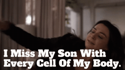A Woman With Her Arms Outstretched And The Words " I Miss My Son With Every Cell Of My Body " GIF