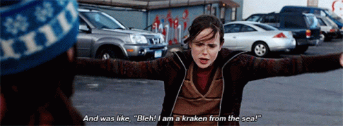 A Woman With Her Arms Outstretched Says " And Was Like " GIF