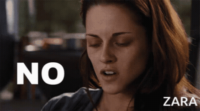 A Woman With Her Eyes Closed Has The Word No Written On Her Face GIF