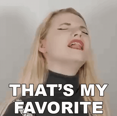 A Woman With Her Eyes Closed Is Making A Funny Face And Saying `` That 'S My Favorite '' . GIF