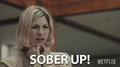 A Woman With Her Hands On Her Face Says Sober Up On A Netflix Ad GIF