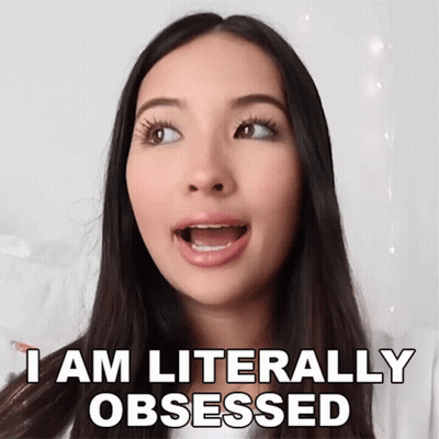 A Woman With Her Mouth Open And The Words I Am Literally Obsessed Behind Her GIF