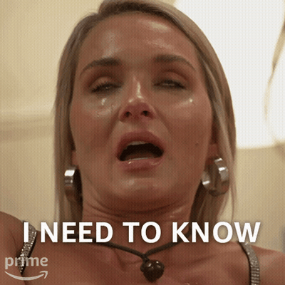 A Woman With Her Mouth Open And The Words I Need To Know Below Her GIF