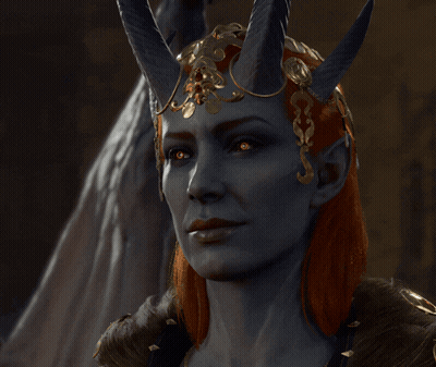 A Woman With Horns And A Crown Says The Delicious Agony Of It All GIF