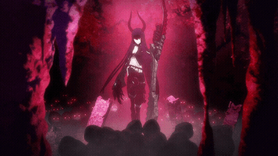A Woman With Horns Holding A Sword In A Dark Cave GIF