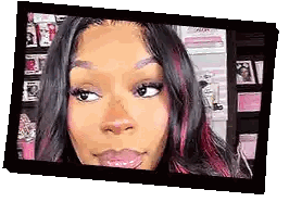 A Woman With Long Black Hair And Pink Streaks Is Looking At The Camera In A Picture Frame . Sticker