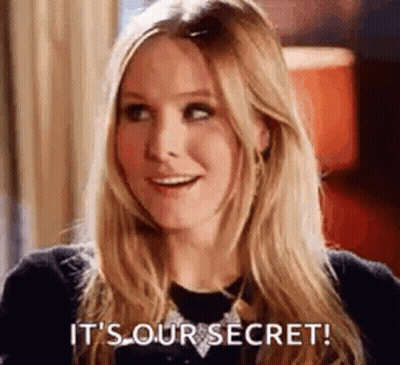 A Woman With Long Blonde Hair Is Smiling And Saying `` It 'S Our Secret ! '' GIF