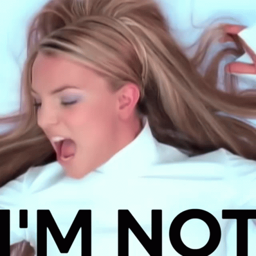 A Woman With Long Hair Is Screaming With The Words I 'M Not Below Her GIF