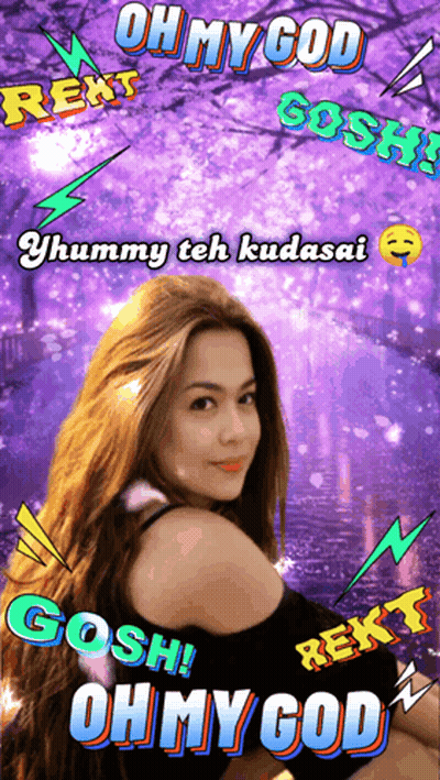 A Woman With Long Hair Is Surrounded By Text That Says " Oh My God " GIF