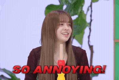A Woman With Long Hair Says So Annoying In Red GIF