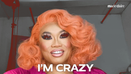 A Woman With Orange Hair Says I 'M Crazy In Front Of Marie Claire GIF