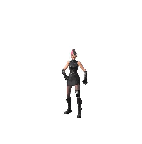 A Woman With Pink Hair Is Standing With Her Arms Outstretched In Front Of A White Background Sticker