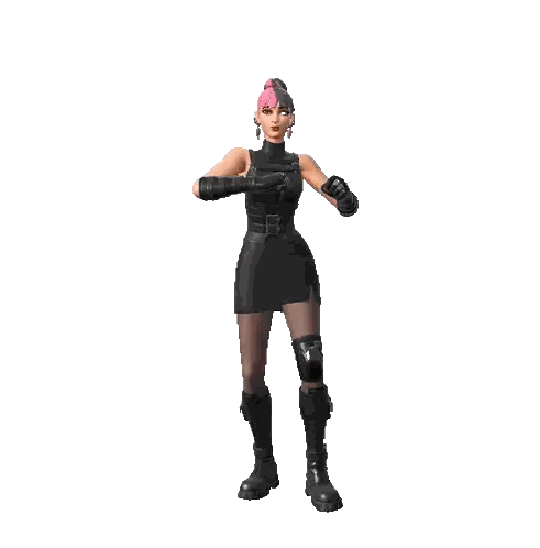 A Woman With Pink Hair Is Wearing A Black Dress Sticker